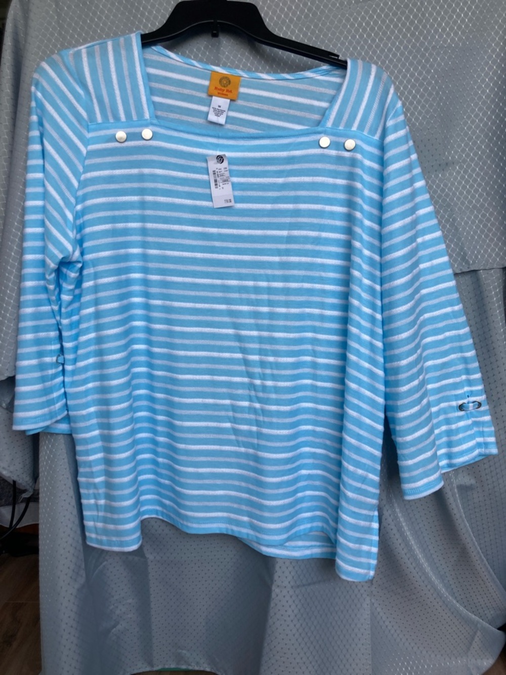 Ruby Rd stripes pattern top with metallic design details size 1X - Picture 16 of 17
